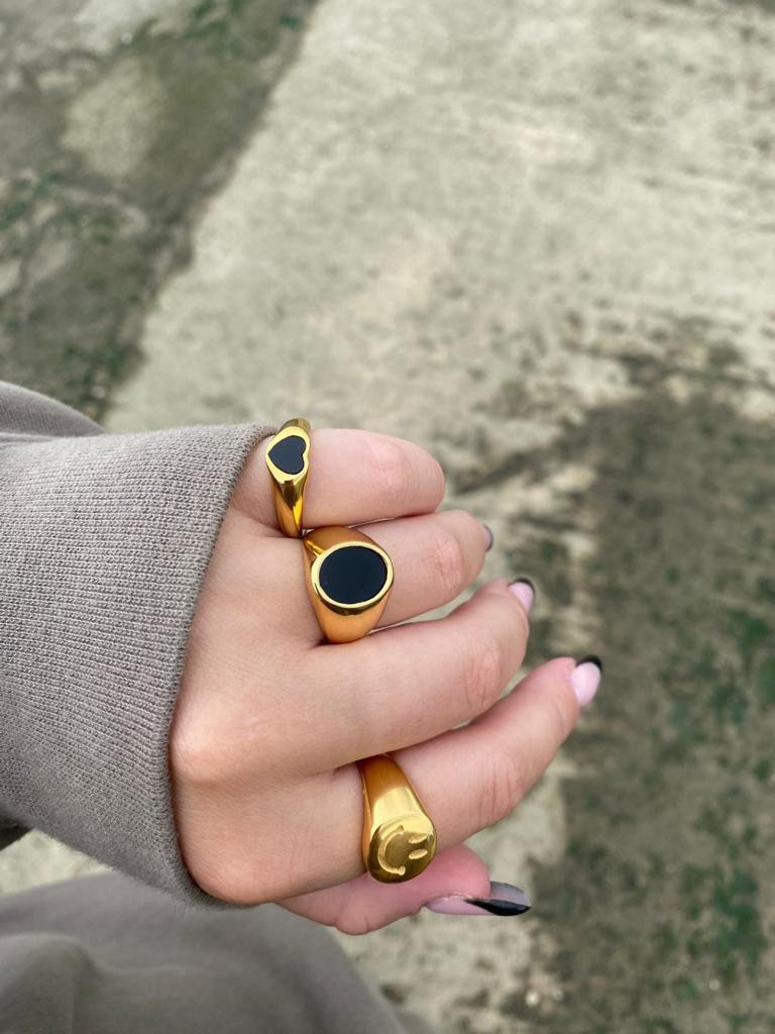 Oval Onyx Ring For Women Onyx Oval Pinky Ring For Her Etsy