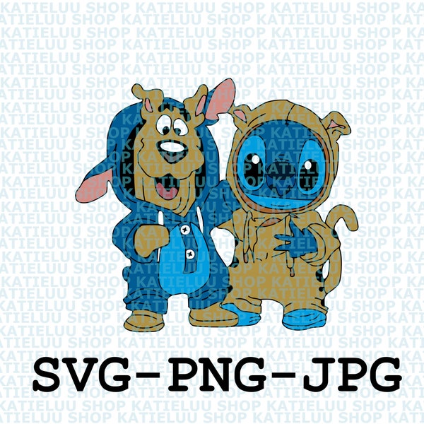 Stitch Scoo png, Stitch doo svg, png. Stitch and Scooby.  Characters friends digital download.