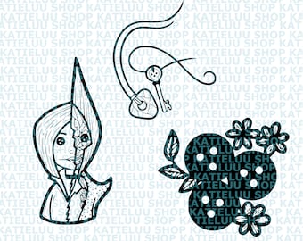 Coraline svg - Garota bruxa - Pacote svg de chave de botão Coraline - PNG - coraline svg para copo - coraline svg cricut - wrap- download digital.