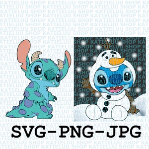 Stitch Sulley svg, png, Monster stitch Halloween svg, png. Frozen Olaf stitch svg, Snowman svg, Funny Alien téléchargement numérique.