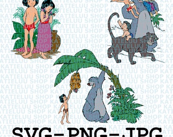 Jungle Book SVG PNG JPG | Mowgli Baloo Bagheera Digital Download | Disney Jungle Characters Cricut