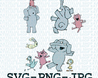 Elephant and piggie svg, png, elephant svg, piggie svg, gerald and piggie svg download. Anime transparent sticker, mo willems clip art