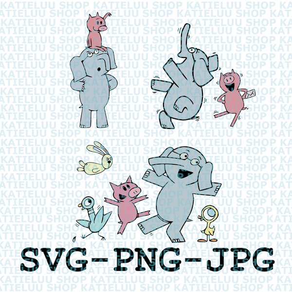 Elephant and piggie svg, png, elephant svg, piggie svg, gerald and piggie svg download. Anime transparent sticker, mo willems clip art