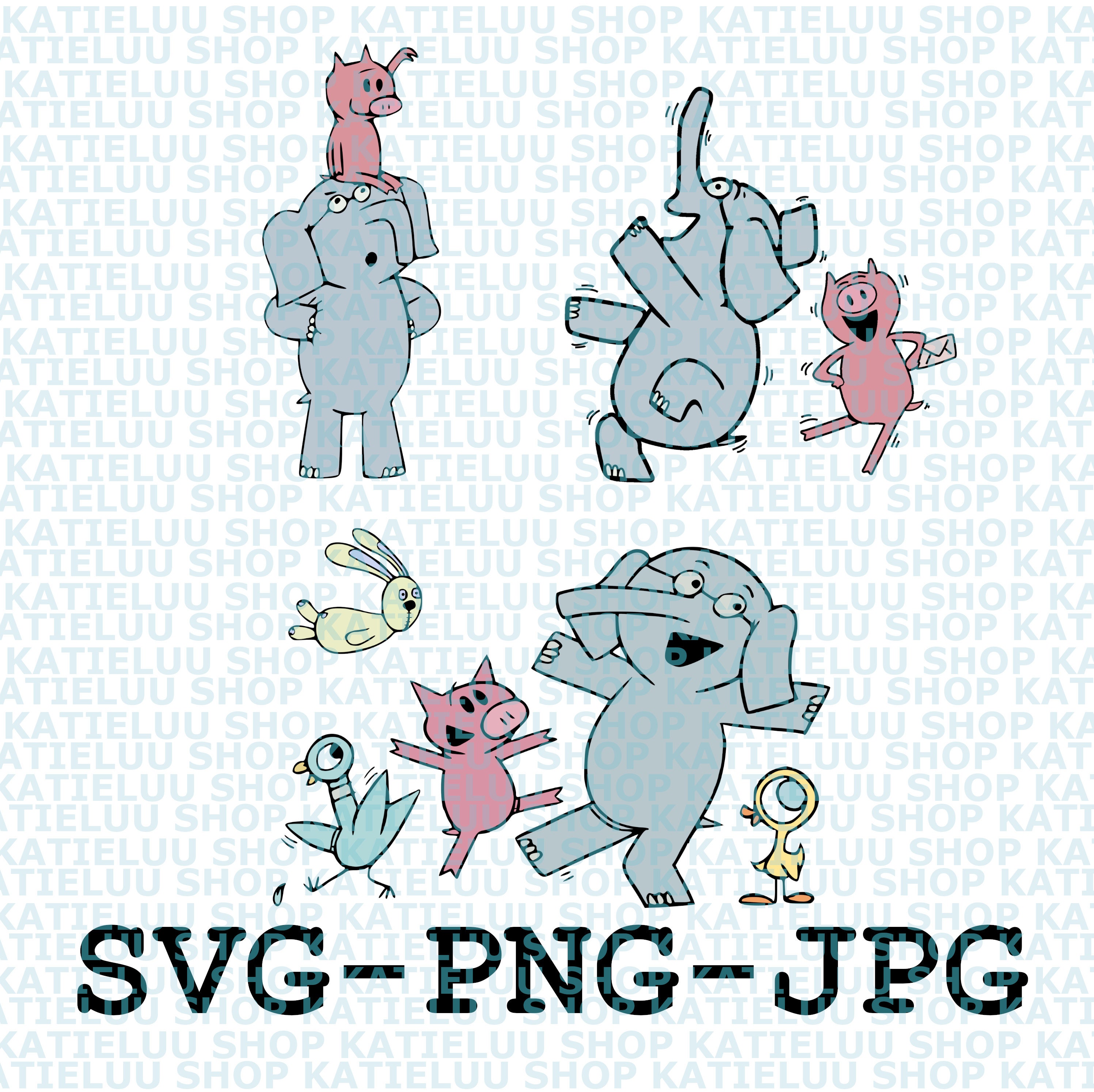 Elephant and Piggie Svg Png Elephant Svg Piggie Svg Gerald Etsy Canada