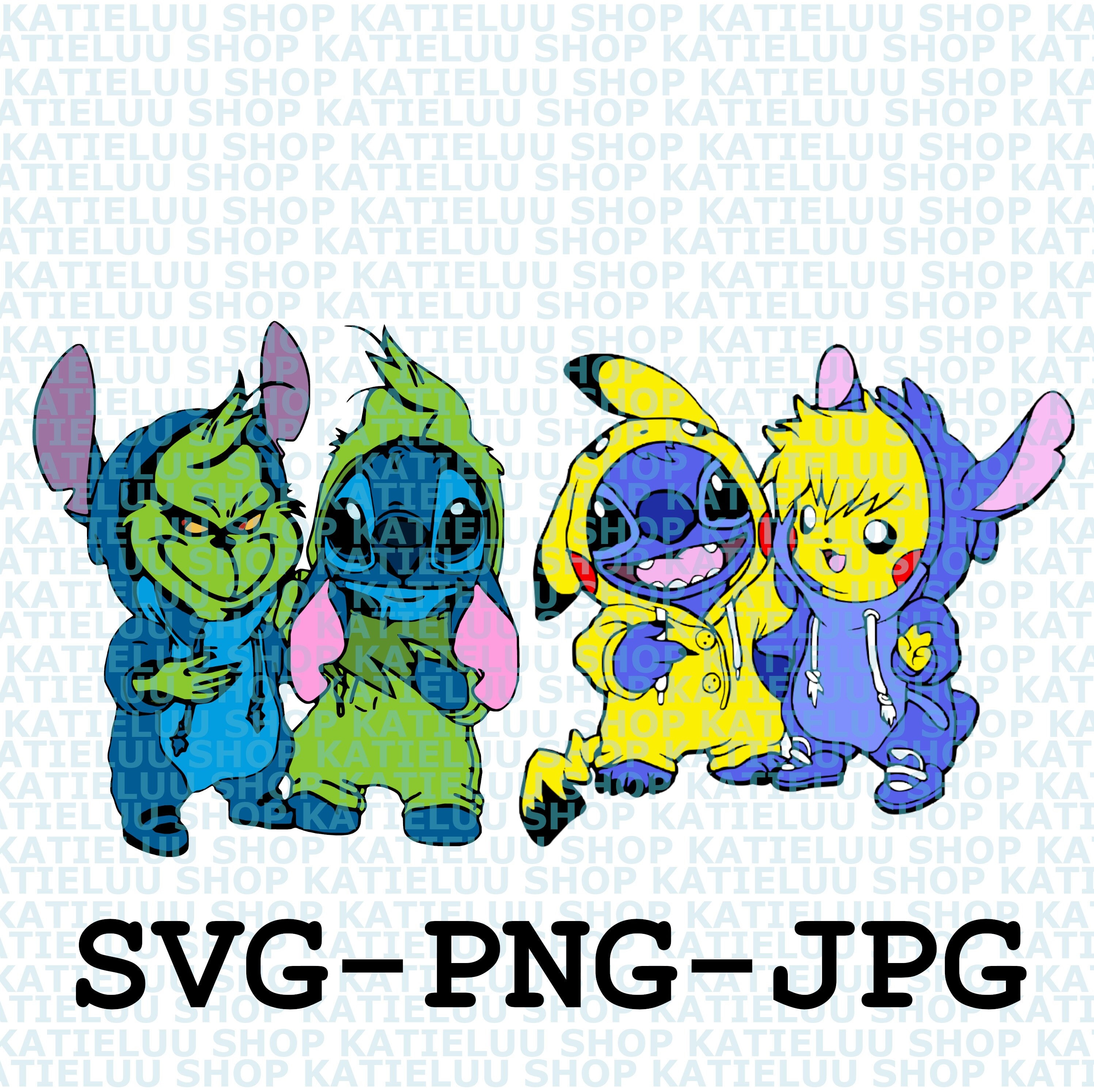 Stitch disney and pikachu PNG, Pokemon Sublimation transfer PNG, Stitch  Heat Transfer PNG
