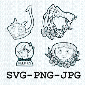 Coraline svg - Witch girl - Coraline button key svg bundle - PNG - coraline svg for tumbler - coraline svg cricut - wrap- digital download.