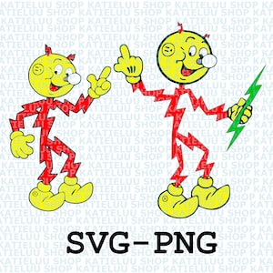 Reddy Kilowatt svg, png - Lustige Elektriker-Warnung - Reddy Kilowatt - Erinnerung an Kinder, Strom wird Sie umbringen
