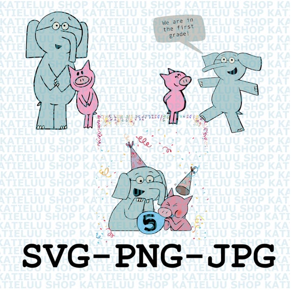 Elephant and piggie svg png elephant svg piggie svg gerald Etsy France