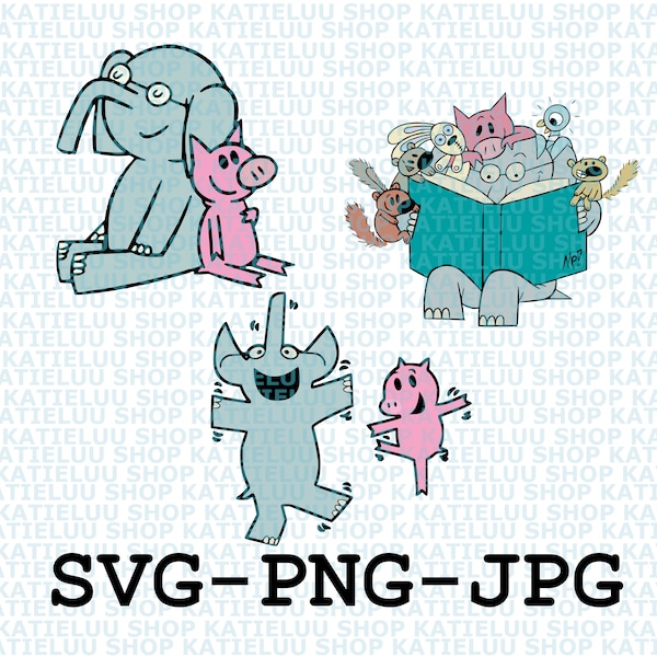 Elephant and piggie svg, png, elephant svg, piggie svg, gerald and piggie svg download. Anime transparent sticker, mo willems clip art