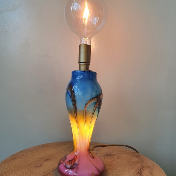 Unique table lamp made of blown glass | Marcel Saba | glass art