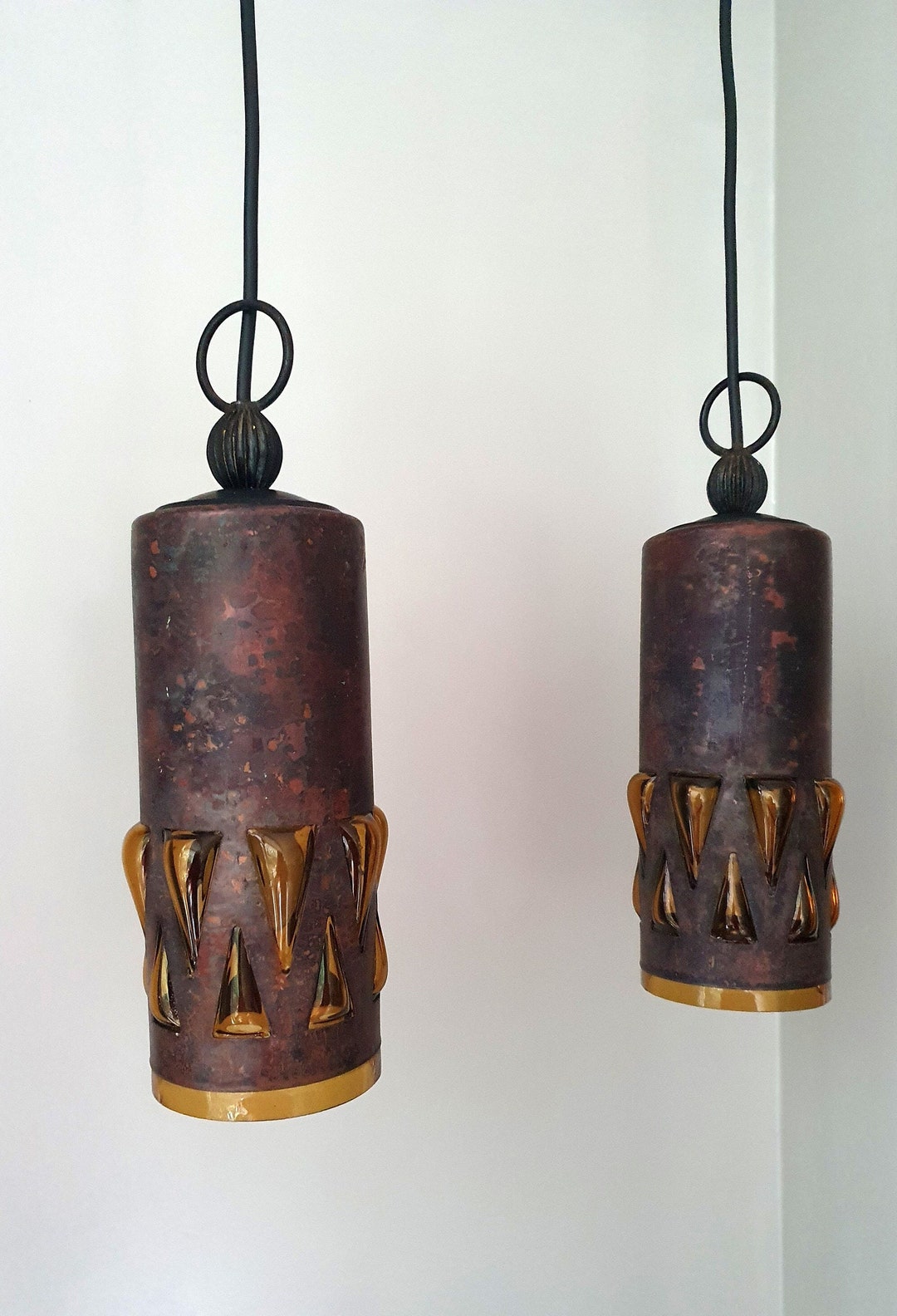 Two Beautiful Mid Century Pendant Lamps Nanny Stillmckinney Etsy