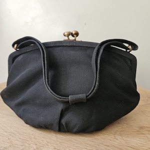 Einzigartige schwarze Stoffhandtasche | Geldbörse | Rockabilly-Burleske | Design der 40er/50er Jahre