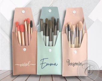 Personalised Portable Makeup Brush Set | Foundation Eyebrow Concealer Brushes | Coquette | Bridesmaid gifts | Gifts for Mother's Day