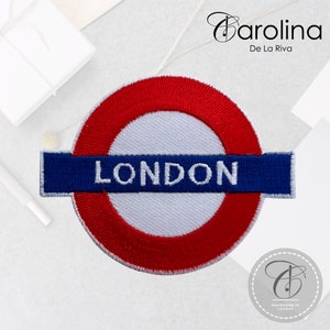 London Underground Embroidered Iron On Patch | Embroidered Tube Sign | London Transport Embroidered Patch Iron On.