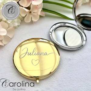 Portable Personalised Mirror, Gold/Silver Compact Mirror, Custom Name Mirror, Makeup Folding Mirror
