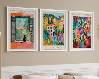 Stampe in stile Matisse - Trio di stampe artistiche da parete vintage luminose (download digitale)
