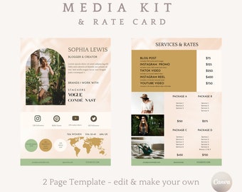 Media Kit und Preisliste - Canva Template - Influencer, Instagram, Tiktok, Youtube, Press Kit - Social Media & Audience Engagement