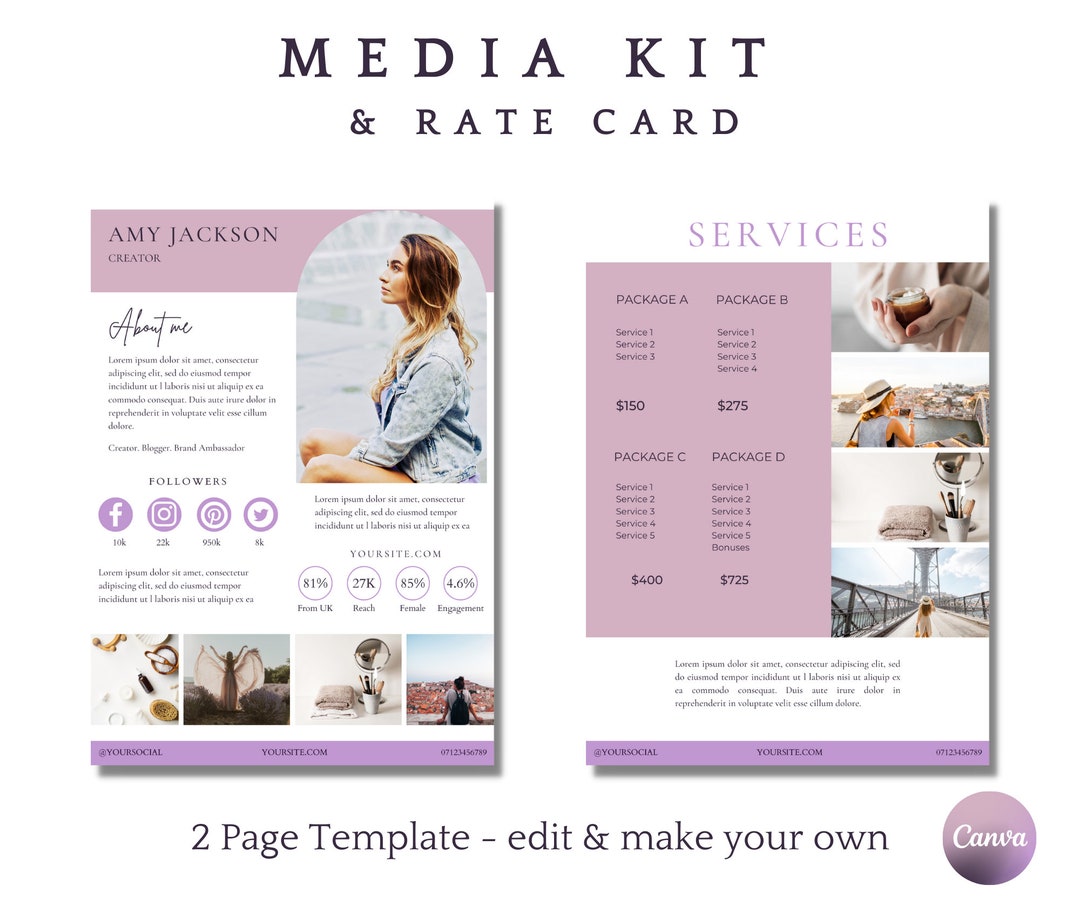 Pr Kit Card Sample Prague Media Kit Template: Influencer Rate Card (canva Editable) - Etsy