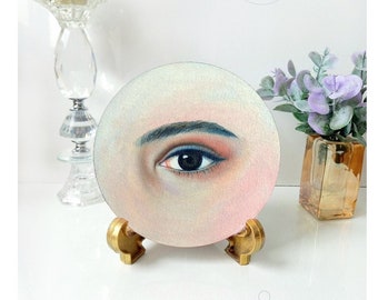 Eye Painting Original Art Portrait Original Painting Small Oil Painting Eye Wall Decor Round painting 6" by 6"