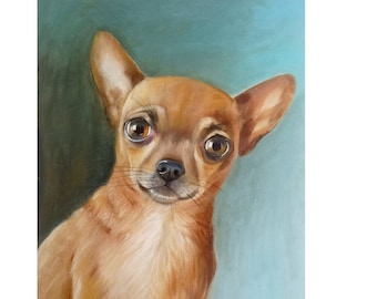 Dog painting Dog Art Chihuahua painting Animal Art Animal Wall Art Dog illustration  Pet Art portrait 16" by 11"