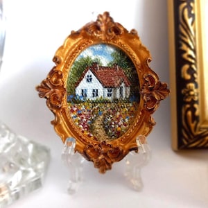 House Oil Painting Garden Painting Forest House Rural Landscape Tiny Painting 1.5" by 2"