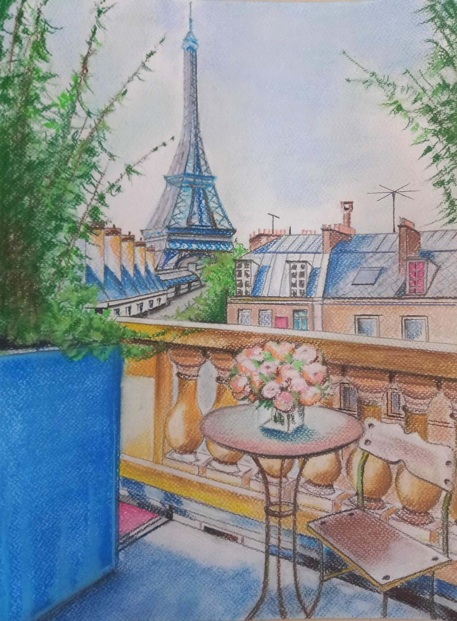 Painting pastel Paris Сityscape Paris France European city Etsy