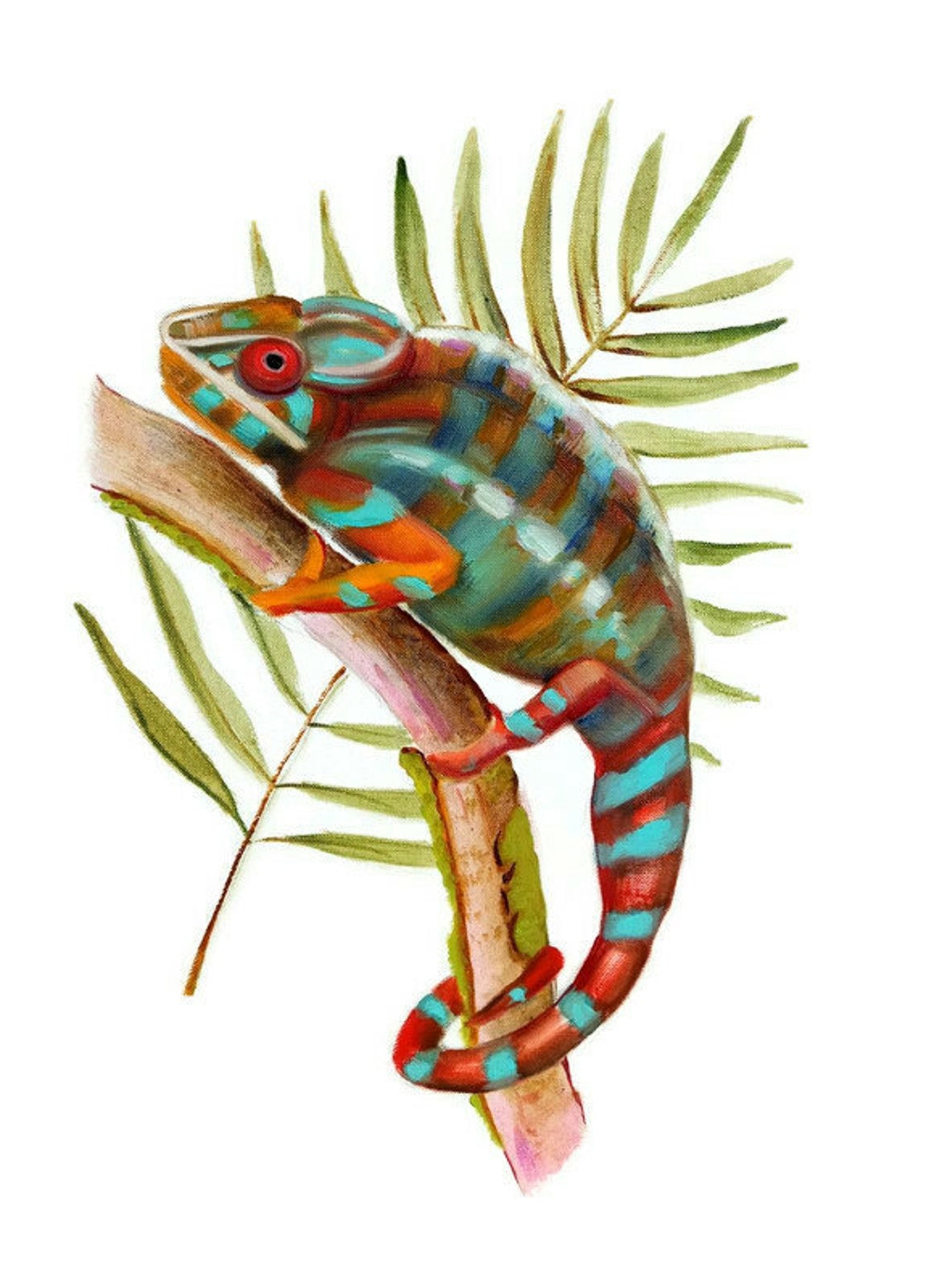 Chameleon oil Painting Original Art Realistic Reptile Animal Etsy