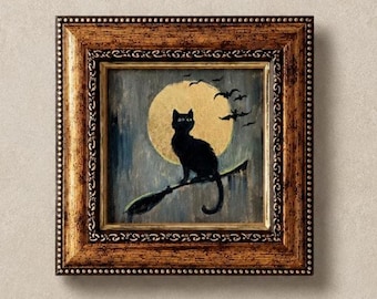 黒猫の壁アート ハロウィン装飾 ゴシックアート ダークアカデミア 幽霊