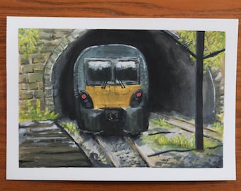 Original Gouache Painting: Scottish Train at Glasgow Station Tunnel – Hand Painted Artwork - 'Passage' by Tasmanian Artist