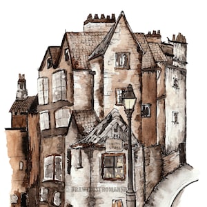 Illustrated Historical Bristol Street and Buildings, c. 1866 - Victorian Era, England - Watercolour Print