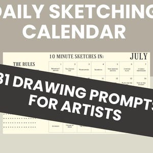 July Daily Sketching Calendar | 31 Drawing Prompts for Artists | Printable Creative Challenge | 10-Minute Art Prompts PDF