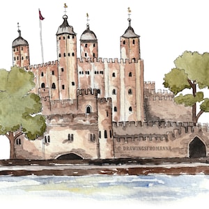 Tower of London, United Kingdom - English Castle - Watercolour Print