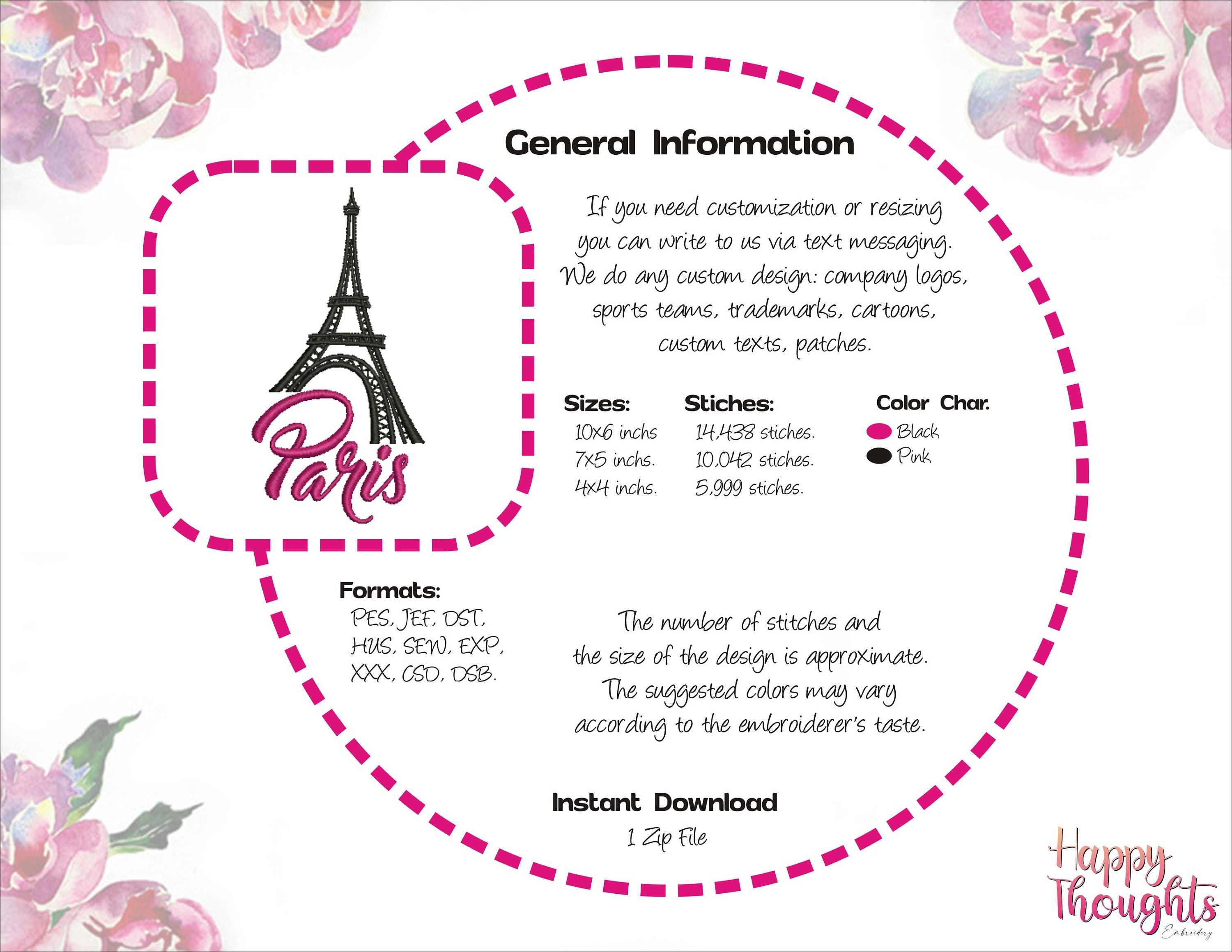 50+ Love Paris Embroidery