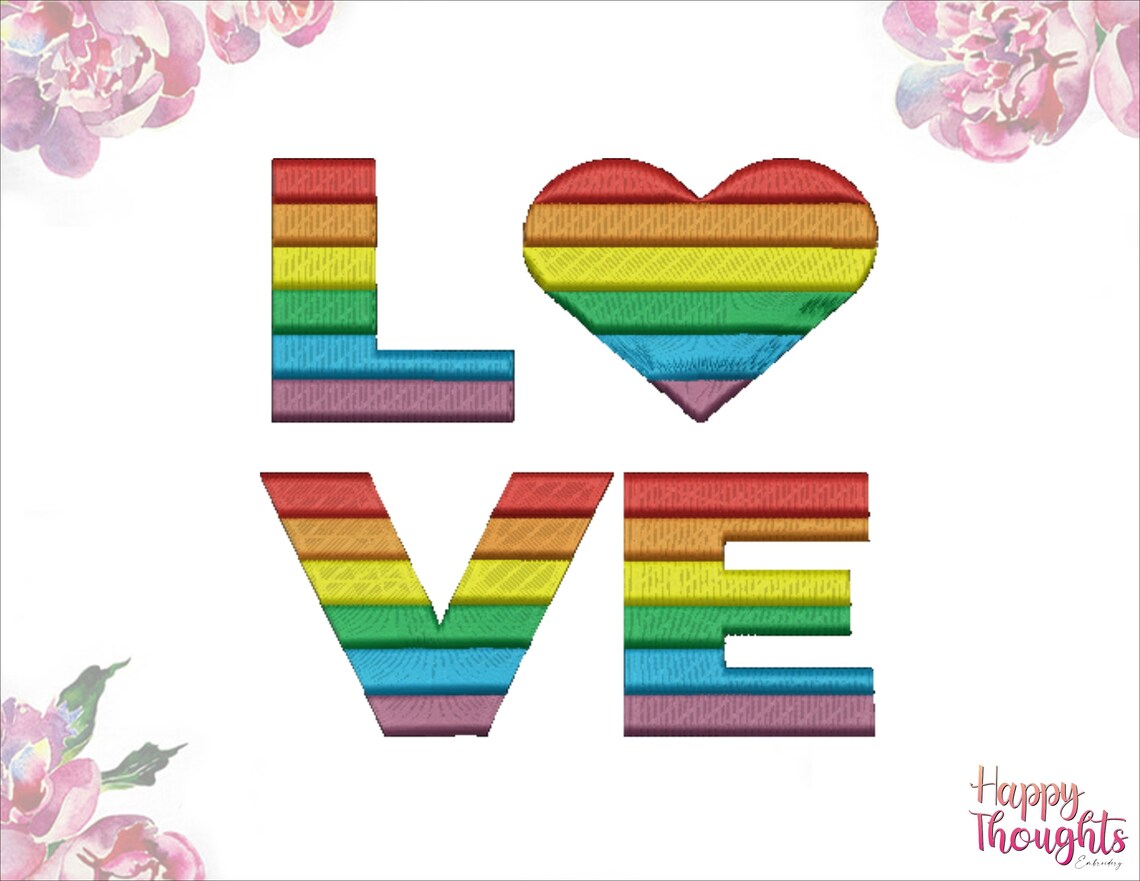 Love lgbt embroidery design machine automatic embroidery  etsy