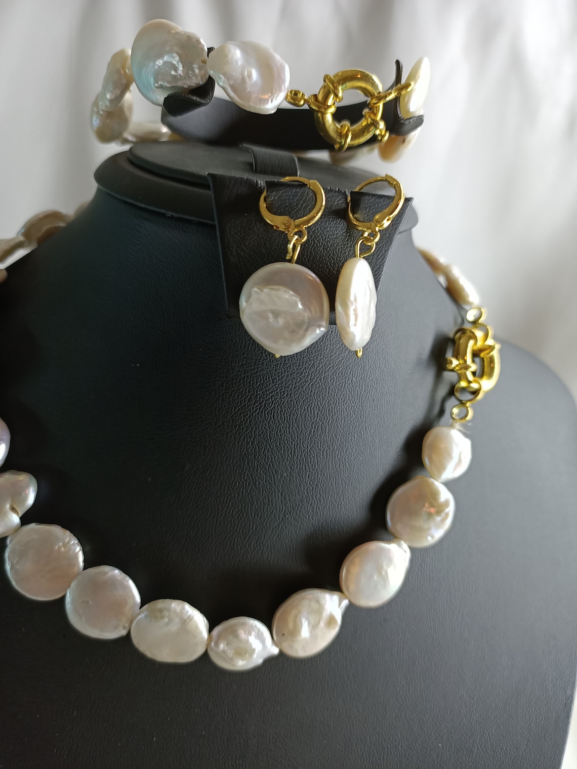 Kashi Pearl Jewelry Set Large Pearl Necklace Baroque Etsy