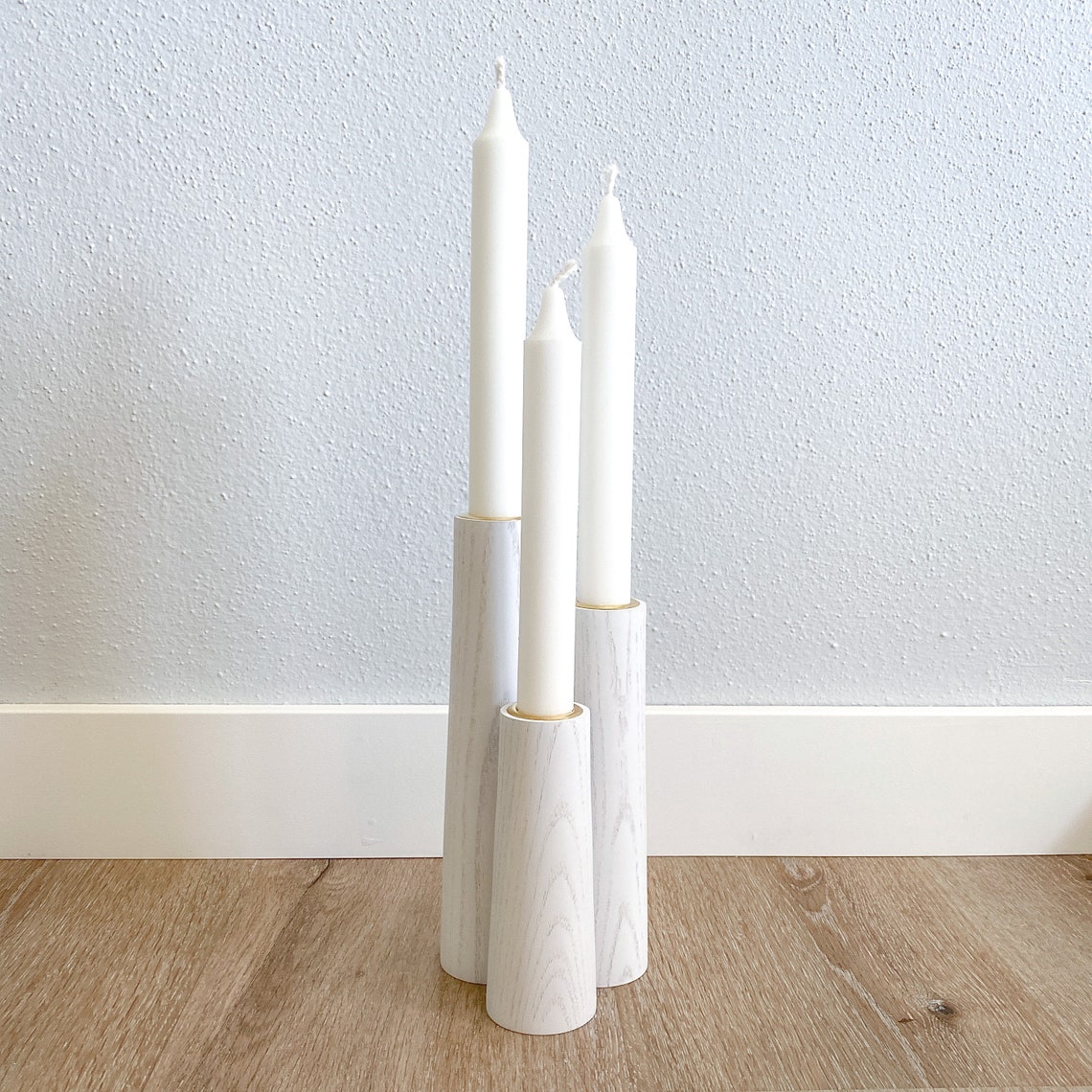 Mid Century Wood Taper Candle Holder Set Modern Candlesticks Etsy