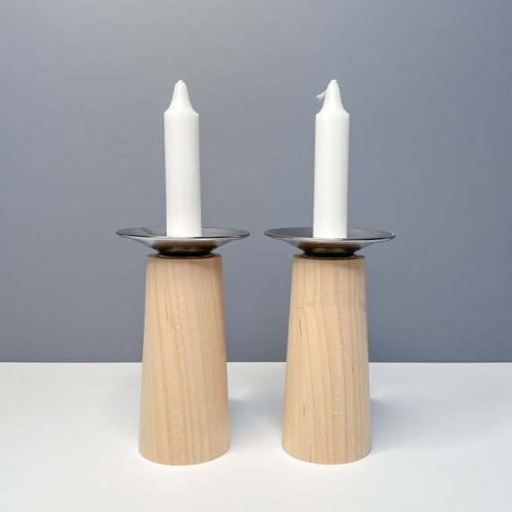 Buy Short Wood Taper Candle Holder Set Minimalist Modern