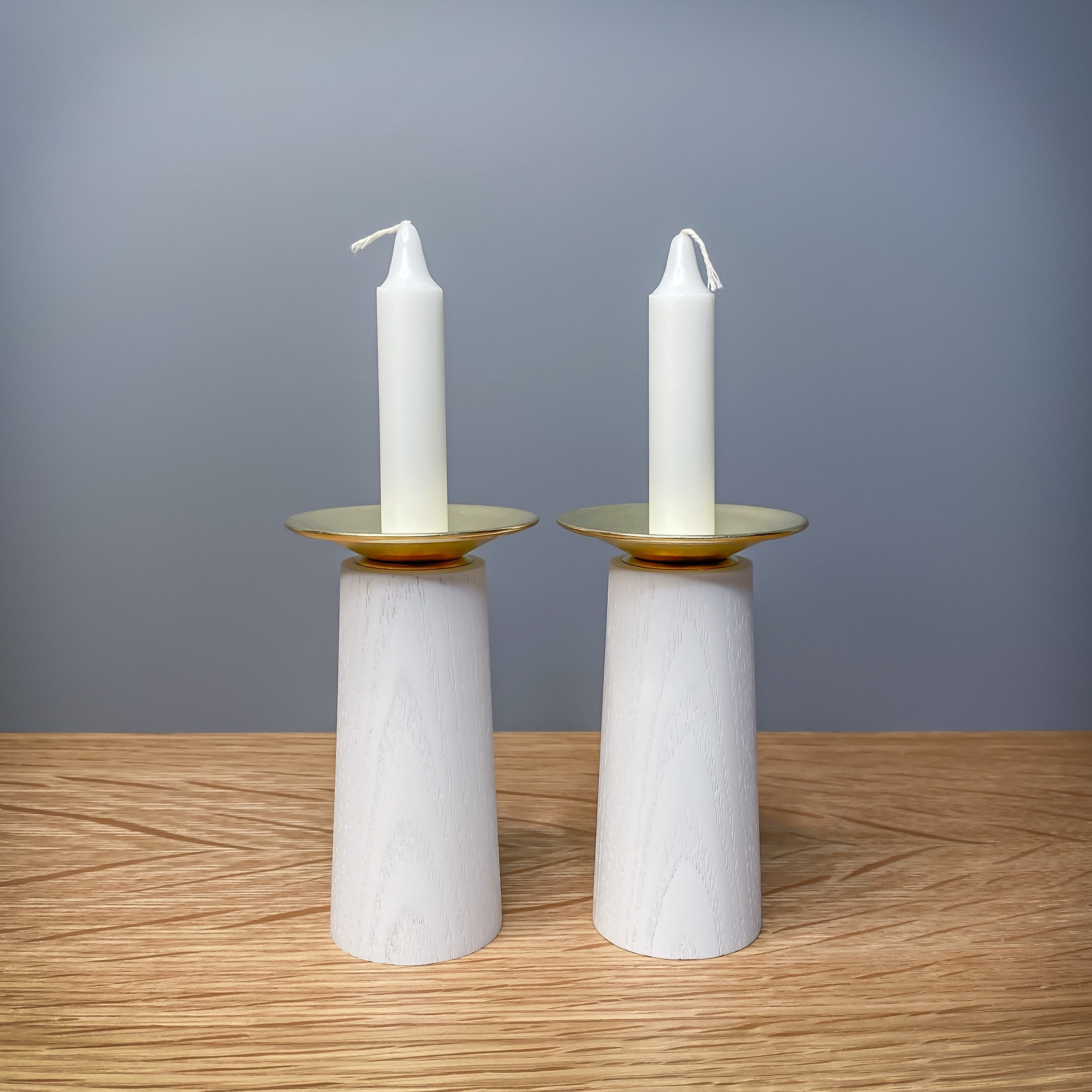 White Wood Taper Candle Holder Set Minimalist Modern Etsy Sweden