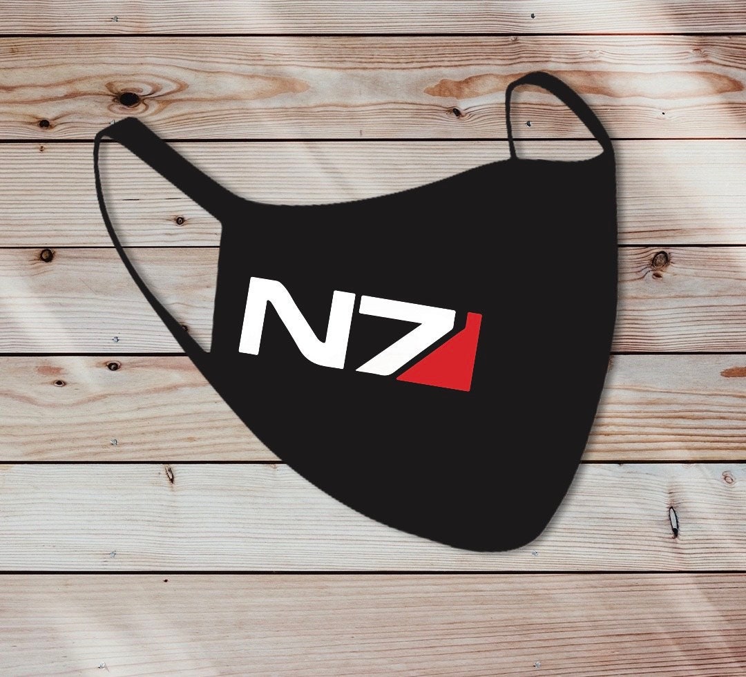 N7 Mass Effect Reusable Cotton Black Mouth Cover Mask.