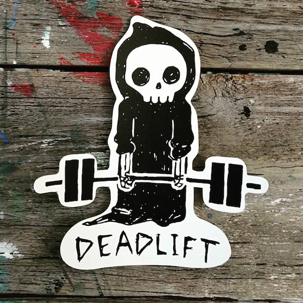 Deadlift Sticker, Grim Reaper with Barbell