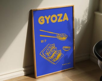 Minimalist Gyoza Print – Japanese Dumpling Retro Kitchen Art