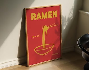 Ramen Kitchen Print – Japanese Food Illustration, Retro Artwork