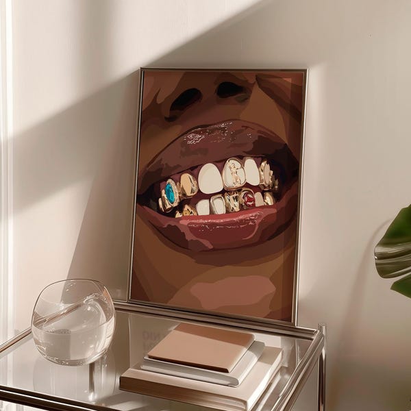 Black Art Grillz print poster | Black woman | Physical Print | Aesthetics | Wall Print | African American art | Physical Print