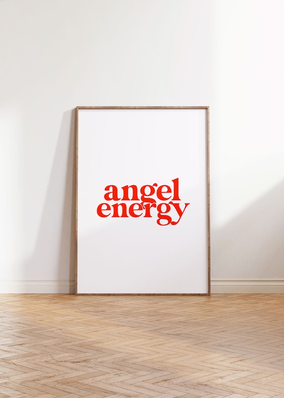 Angel energy Print Poster | Wall Art | Retro | Typo Print | Home Decor | Wall Print |Motivational [Frame Not Included]