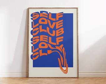 Self Love Swirl Poster | Wall Art | Retro | Typo Print | Home Decor | Wall Print