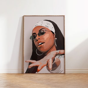 Aailyah Art Poster | Physical Print | Wall Art | Black Woman | Music Print | Wall Hanging | House decor UNFRAMED