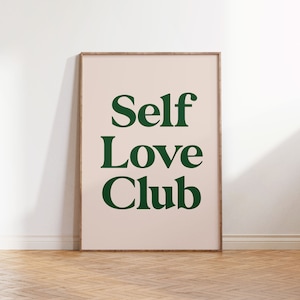 Self Love Club Print Poster | Wall Art | Retro | Typo Print | Home Decor | Wall Print |Motivational [Frame Not Included]