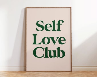 Self Love Club Print Poster | Wall Art | Retro | Typo Print | Home Decor | Wall Print |Motivational [Frame Not Included]