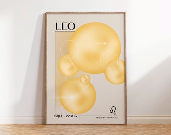 Leo Zodiac Sign Poster Print | Astrology | Star Sign  | Leo Horoscope | Fire Sign Wall Decor | Art Print
