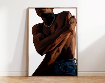 Black Afro Body Art Poster | Physical Print | Wall Art | Black Men | Black owned Print | Wall Print | House decor [Frame Not Included]